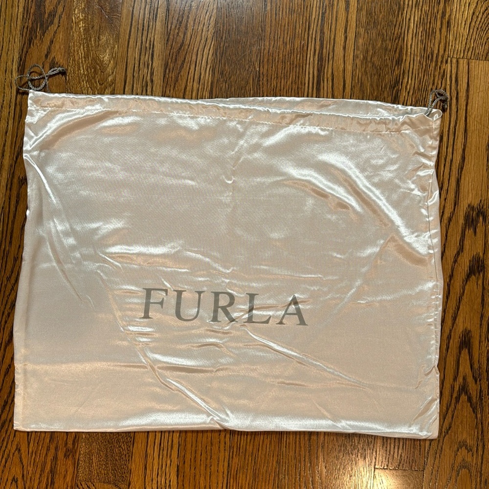 FURLA WHITE 7 GREY SATIN DUST BAG WITH DRAWSTRING CLOSURE -  APPROX 19" BY 15"